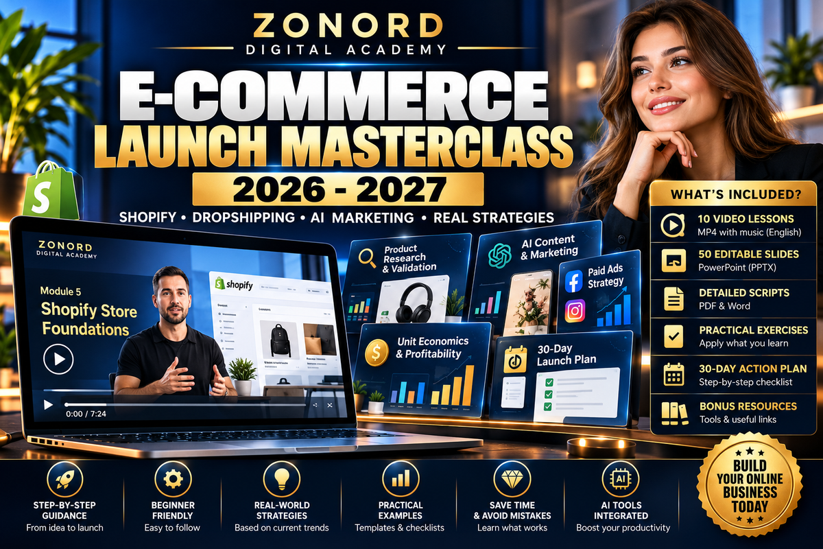 E-commerce Launch Mini Masterclass 2026–2027 | 10 Video Lessons, Shopify & AI Training
