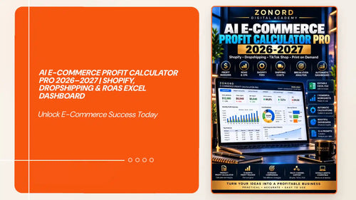 AI E-commerce Profit Calculator Pro 2026&ndash;2027 | Shopify, Dropshipping &amp; ROAS Excel Dashboard by@Outfy
