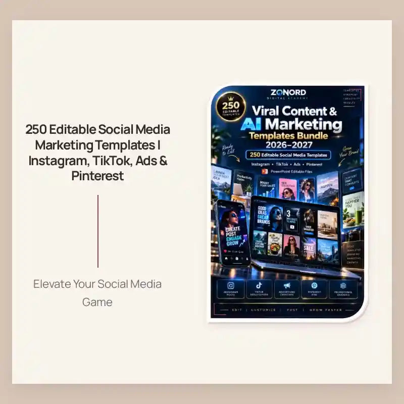 250 Editable Social Media Marketing Templates | Instagram, TikTok, Ads &amp; Pinterest by@Outfy