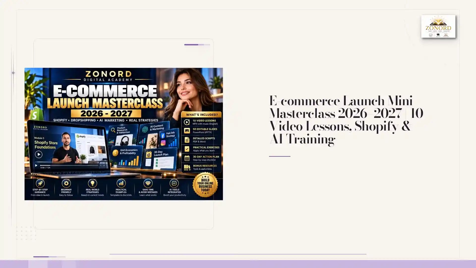 E-commerce Launch Mini Masterclass 2026&ndash;2027 | 10 Video Lessons, Shopify & AI Training by@Outfy